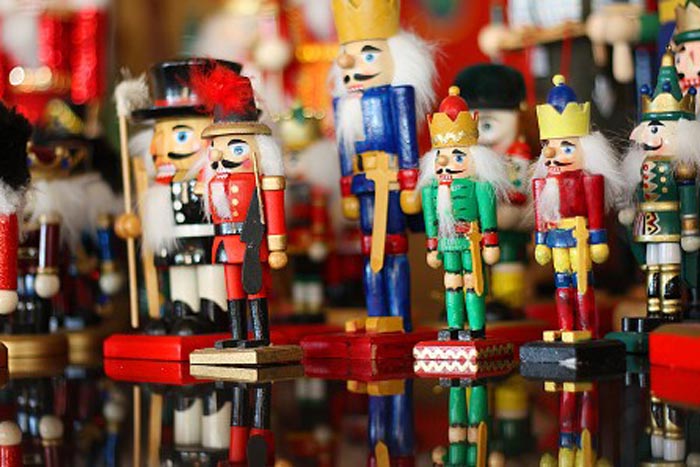 nutcracker figures lined up on display